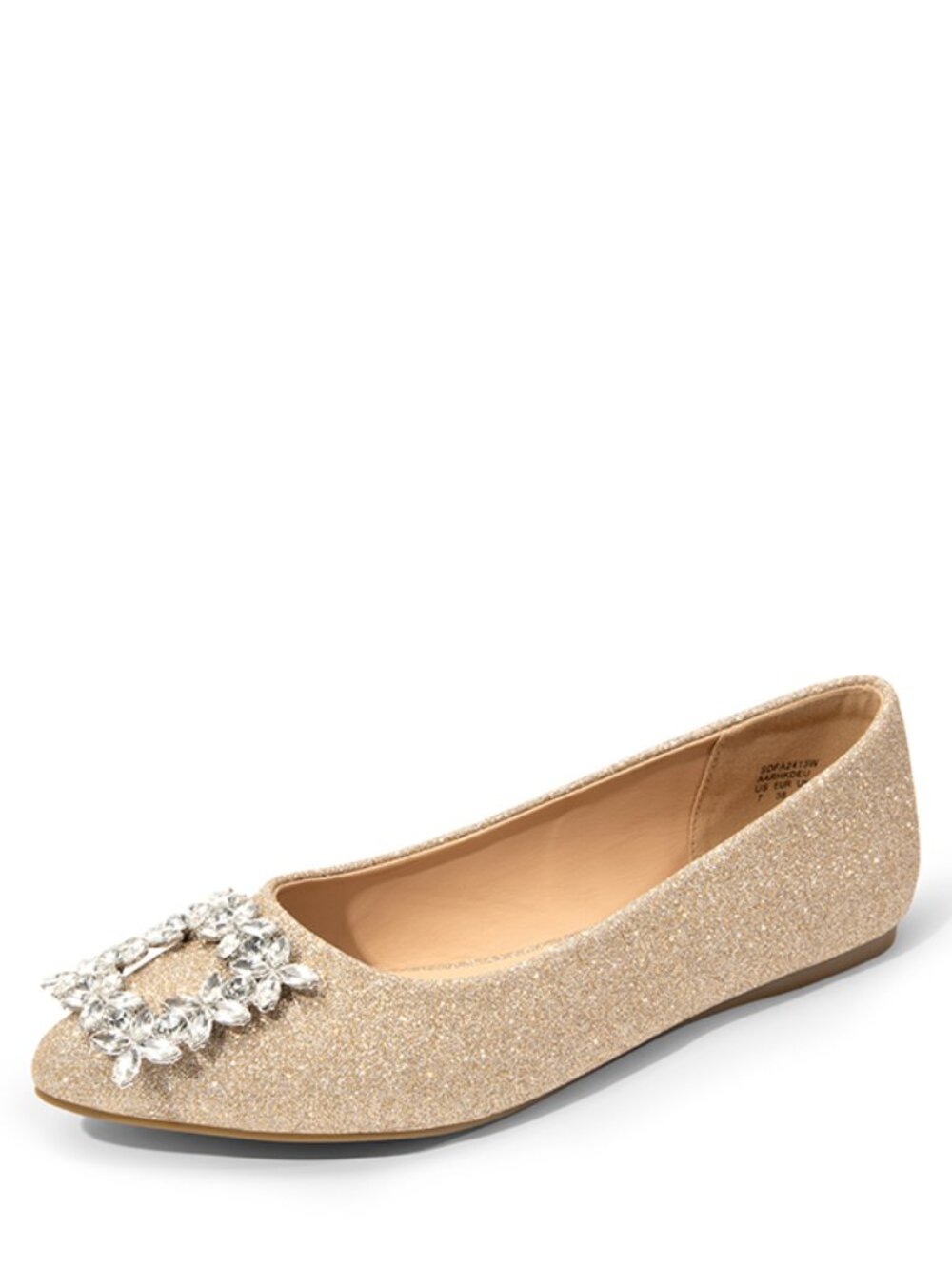 DREAM PAIRS Rhinestone Square Buckle Flats